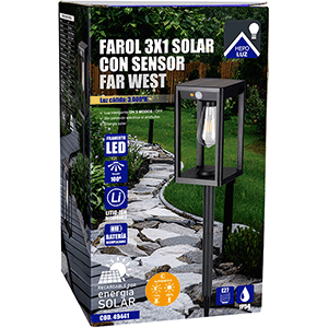 Farol LED solar 3 en 1 con sensor, modelo FAR WEST