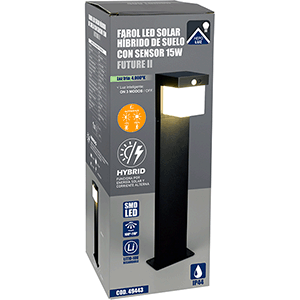 Farol LED solar de suelo híbrido 15W FUTURE II