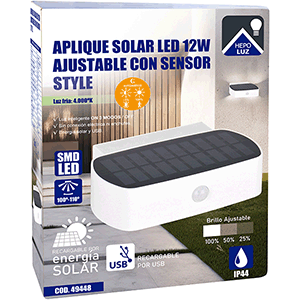 Aplique LED solar ajustable 12W, modelo STYLE