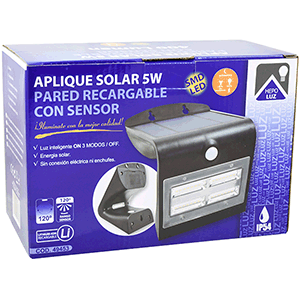 Aplique solar LED 400lm 140x110x210mm.