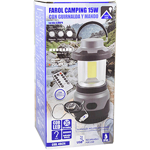 Farol camping con guirnalda y mando