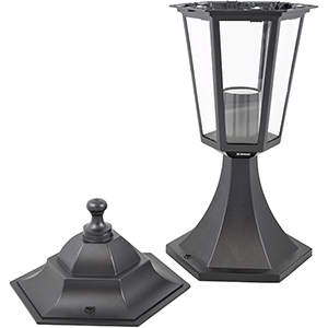 Farol de sobremuro en aluminio E27 IP44, color negro.