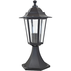 Farol de sobremuro en aluminio E27 IP44, color negro.