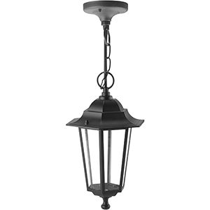 Farol de colgar en aluminio E27 IP44, color negro