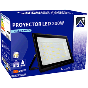 Proyector LED SMD 200W 6000ºK negro