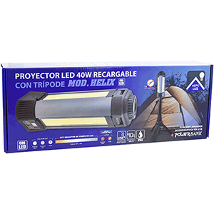 Proyector de trabajo LED recargable con trípode 40W