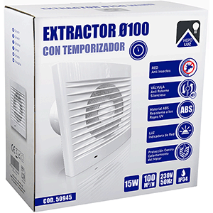 EXTRACTOR 15W Ø100 230V C/TEMPORIZADOR