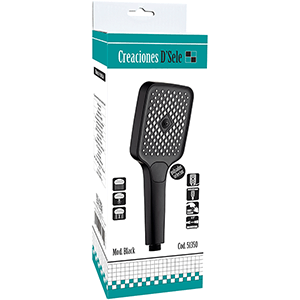 Mango de ducha 3 funciones, color negro