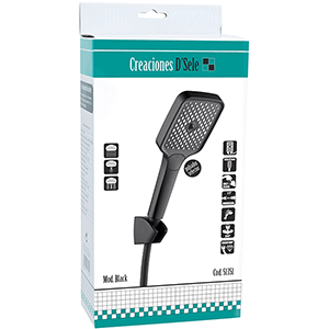 Set de mango de ducha de 3 funciones, color negro