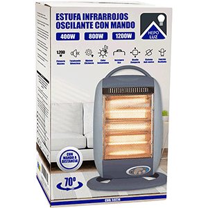 Estufa de infrarrojos de 3 tubos oscilante con mando