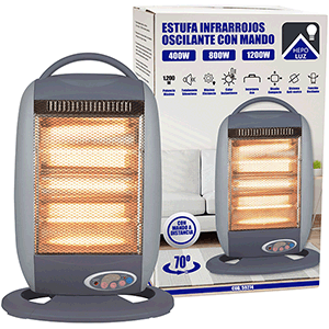 Estufa de infrarrojos de 3 tubos oscilante con mando