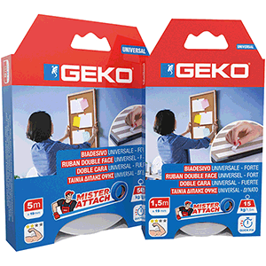 Cinta doble cara espuma 19X1,5m. Fijación vertical