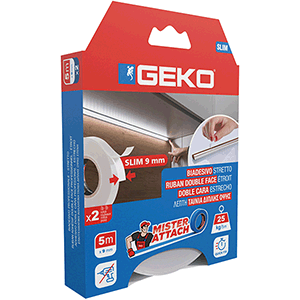 Cinta doble cara espuma SLIM 9mm X 5m. Fijación vertical