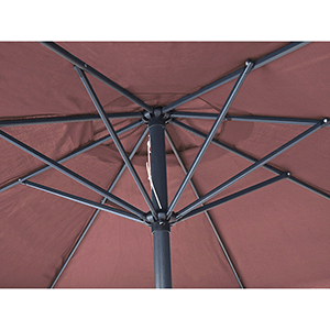 Parasol poliéster color burdeos 3m con volante de 8 varillas y tubo de 48mm