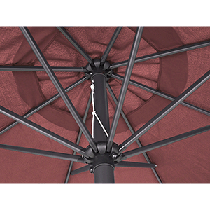Parasol poliéster color burdeos 3m con volante de 8 varillas y tubo de 48mm