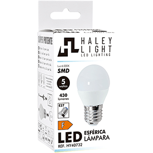 Lámpara esférica LED SMD 5W E27 6000ºK