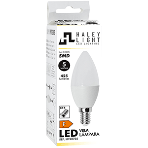 Lámpara vela LED E14 5W 3000ºK