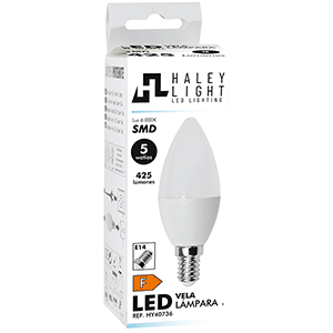 Lámpra vela LED E14 5W 6000ºK