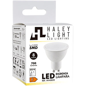 LAMP. DICROICA LED GU10 8W 3000ºK