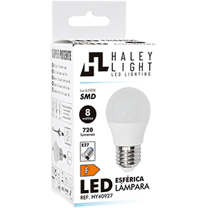Lámpara esférica LED 8W E27 6000ºK