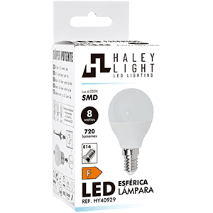 Lámpara esférica LED 8W E14 6000ºK