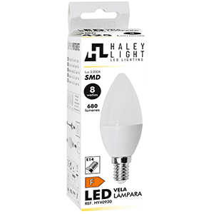 Lámpara vela LED E14 8W 3000ºK